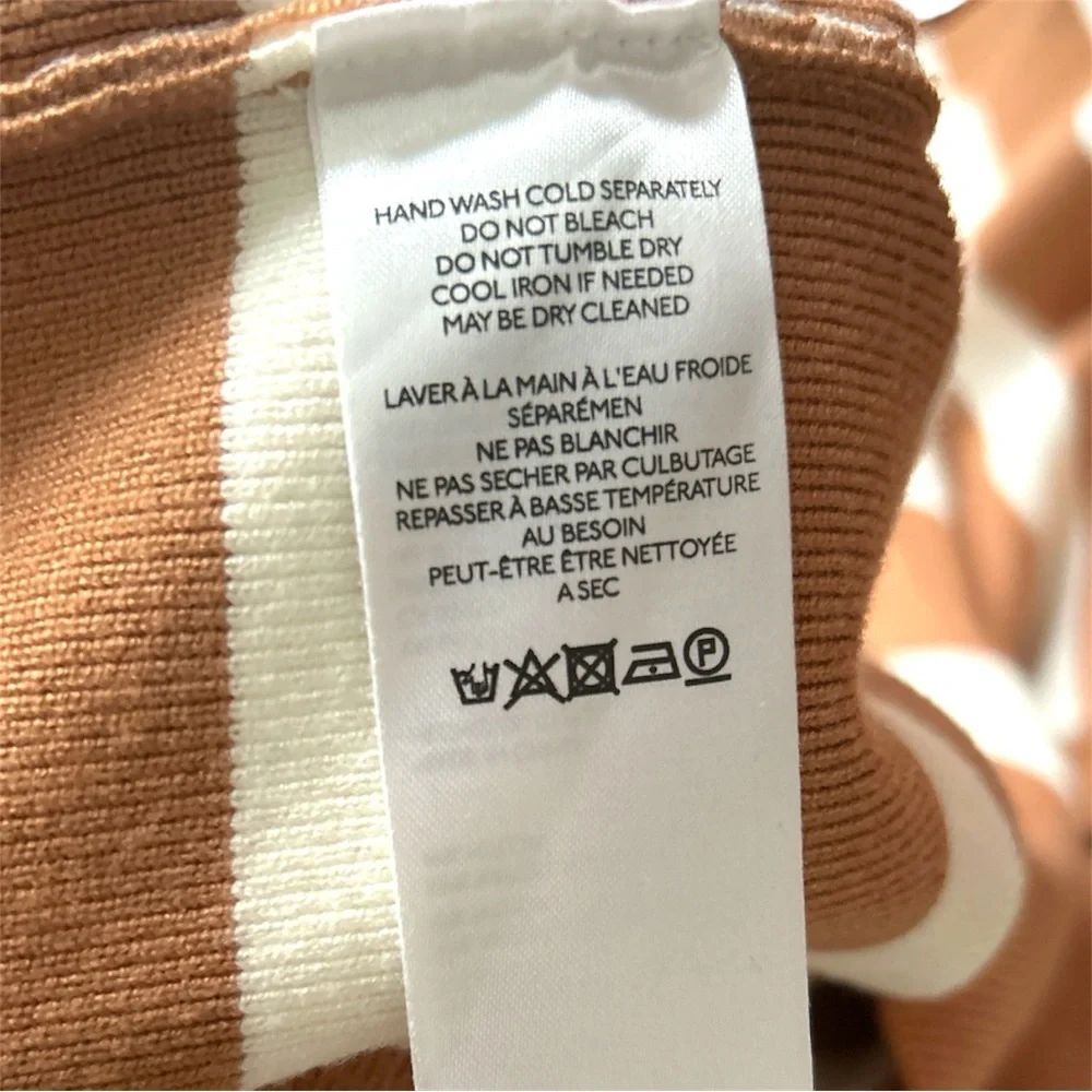 Maeve Anthropologie Stripe Collard Sleeveless Sweater Vest Camel White Size XL